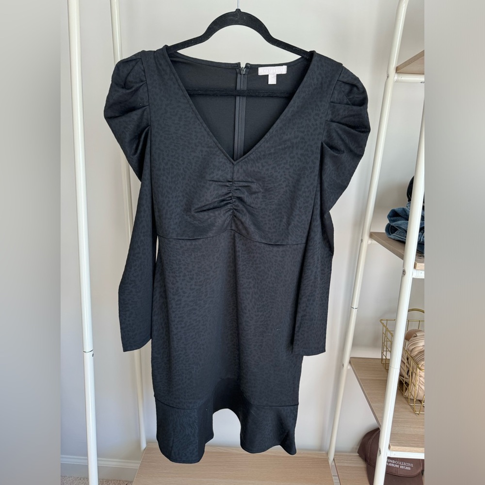 CHELSEA28 /Puff Long Sleeve Jacquard Dress - Picture 4 of 8